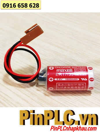 Maxell ER17/33 (Zắc JEA PH2.54-2P), Pin nuôi nguồn PLC Maxell ER17/33 lithium 3.6v 1600mAh, Xuất xứ NHẬT 